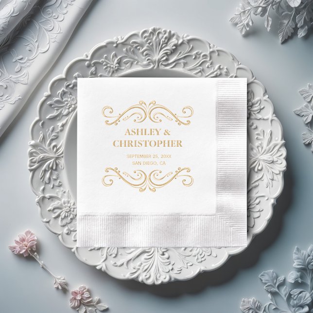 Classic Elegant Wedding Foil Napkins (Creator Uploaded)