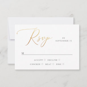 Classic Elegant Wedding Formal Gold Script RSVP Card