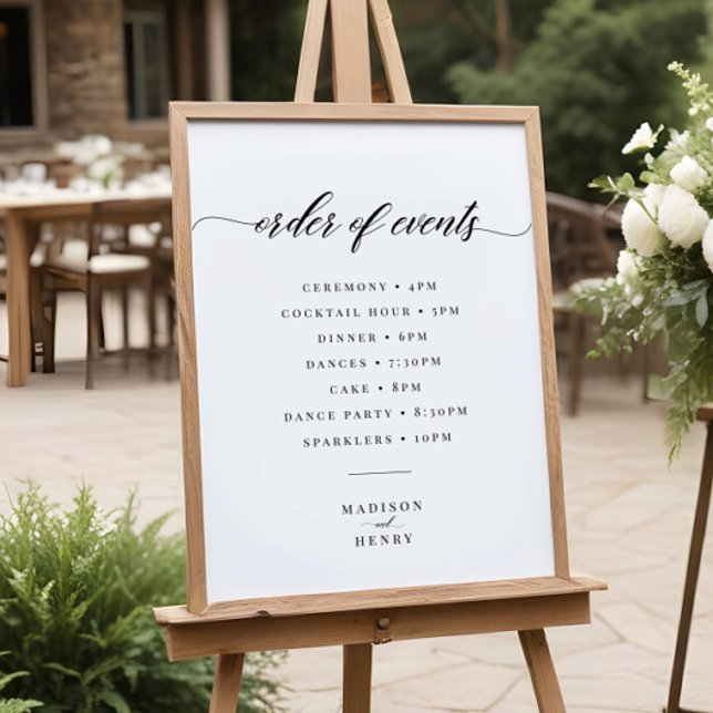 Classic Elegant Wedding Order of Events Sign (Creator Uploaded)