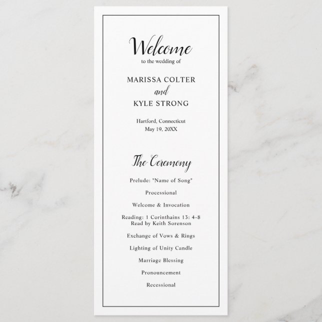 Classic Elegant Wedding Programme (Front)