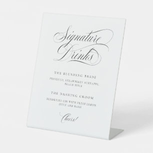 Classic Elegant Wedding Signature Drinks Pedestal Pedestal Sign