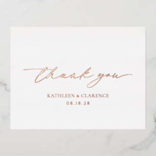 Classic Elegant Wedding Thank You Foil Invitation Postcard