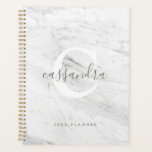 Classic Elegant White Monogram Marble Texture Planner<br><div class="desc">Classic Elegant White Monogram Marble Texture Cover Planner for the classic and elegant personality. A great addition to your office supplies to plan and organise your schedule the stylish way.</div>