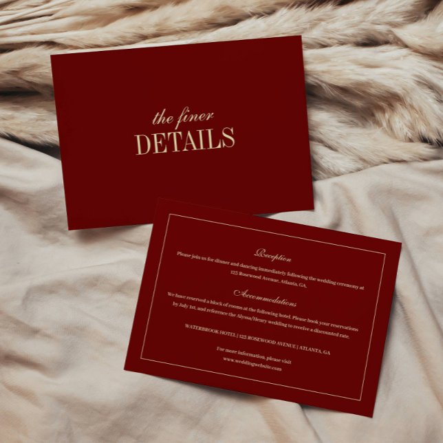 Classic Elegant Wine Red Wedding Details Enclosure Card (Creator Uploaded)