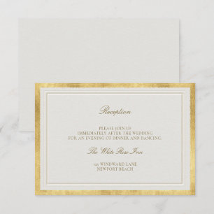Classic Elevated Gold Ecru Frame Wedding Reception Enclosure Card