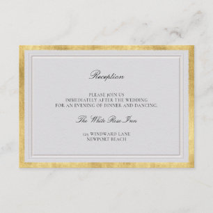 Classic Elevated Ivory Gold Wedding Reception Enclosure Card