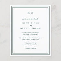 Classic Emerald Green Budget Wedding Invitation