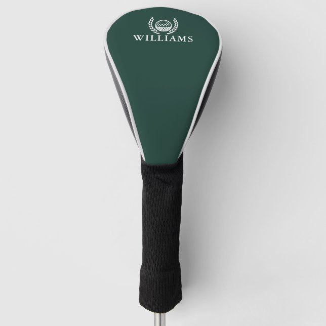 Classic Emerald Green Personalised Name Monogram Golf Head Cover (Front)