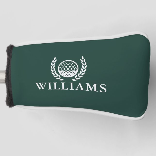 Classic Emerald Green Personalised Name Monogram Golf Head Cover (Front)