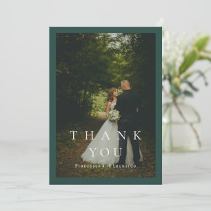Classic Emerald Green Simple Photo Wedding Thank You Card