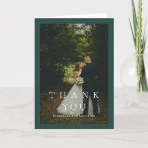 Classic Emerald Green Simple Photo Wedding Thank You Card