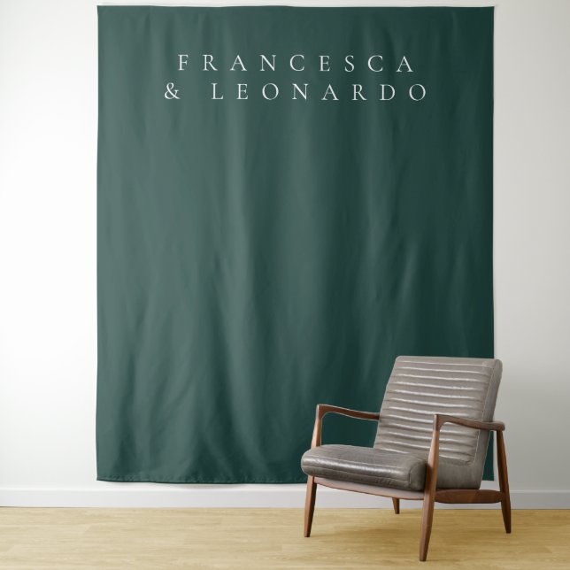 Classic Emerald Green Simple Wedding Backdrop Tapestry (In Situ)