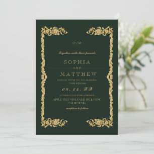 Classic Emerald Green Wedding Photo Invitation