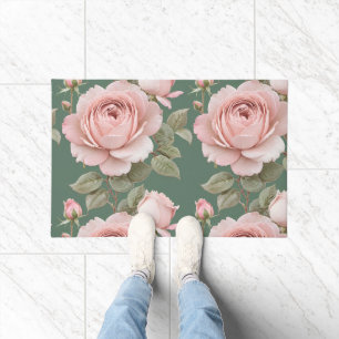 Classic English Roses In Blush Pink  Doormat