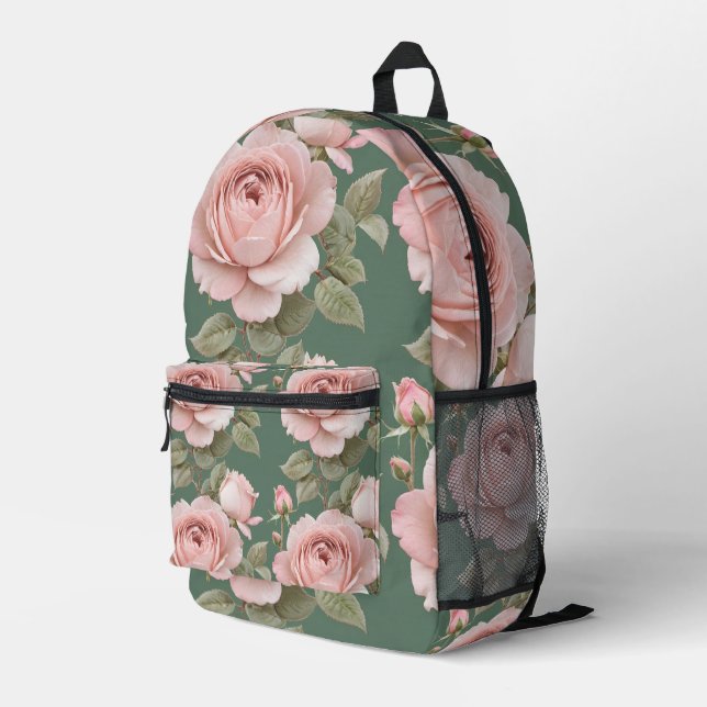 Classic English Roses In Blush Pink  Printed Backpack (Back Corner Right)
