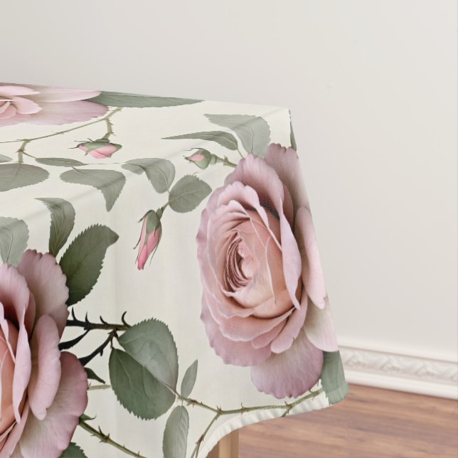 Classic English Roses In Soft Shades Of Pink  Tablecloth (In Situ)