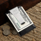 Classic Engraved Monogram Leather Money Clip