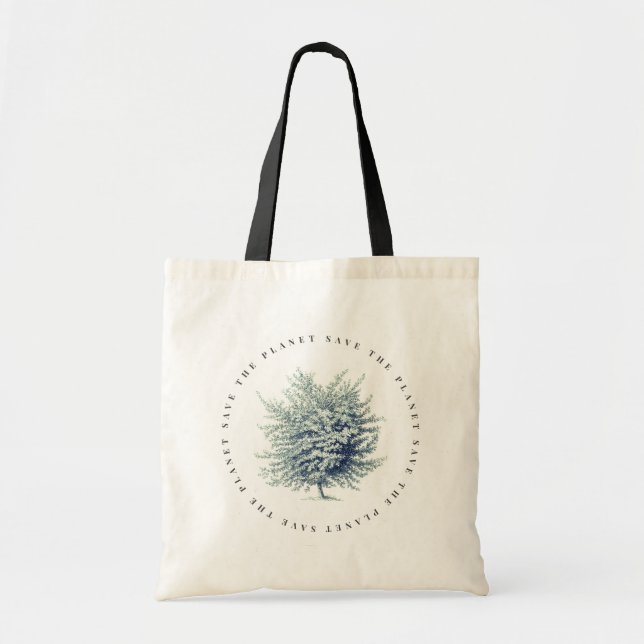 Classic Environmental Save the Planet Tree Tote Bag (Front)