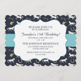 Classic Equestrian girls Fifteenth Birthday Invitation