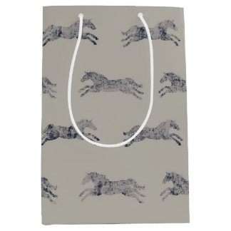 Classic Equestrian Horse Pattern Medium Gift Bag