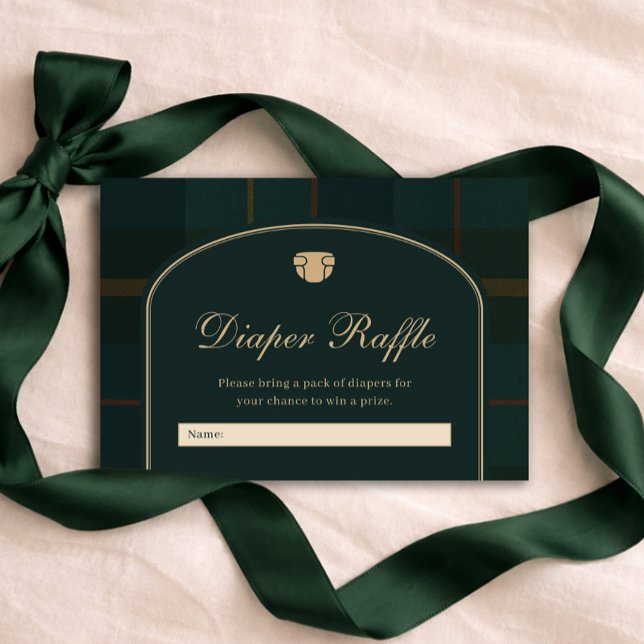 Classic Equestrian Polo Tartan Plaid Diaper Raffle Enclosure Card (Creator Uploaded)