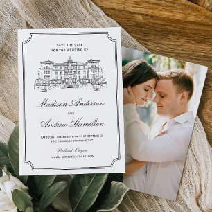 Classic Estate Illustration Photo Wedding Save The Date