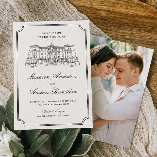 Classic Estate Illustration Photo Wedding Save The Date