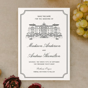 Classic Estate Illustration Wedding Save The Date