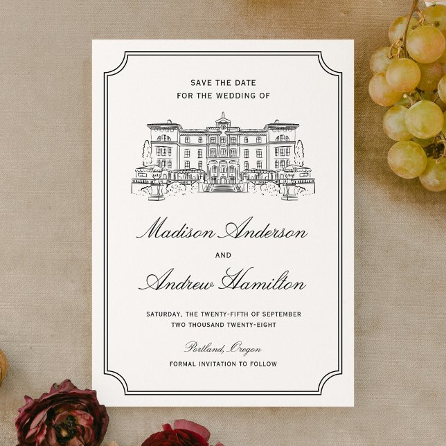 Classic Estate Illustration Wedding Save The Date (Creator Uploaded)