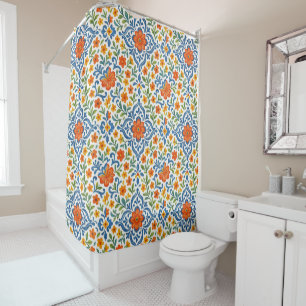 Classic Ethnic Mediterranean Floral Art Pattern Shower Curtain