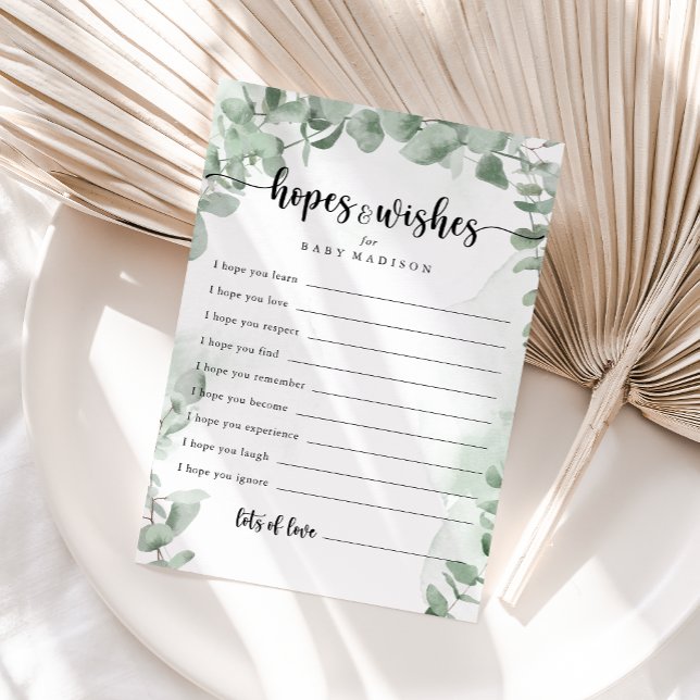 Classic Eucalyptus Baby Shower Hopes & Wishes Card (Creator Uploaded)