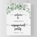 Classic Eucalyptus Engagement Party Welcome   Poster<br><div class="desc">This classic eucalyptus engagement party welcome poster is perfect for a rustic engagement celebration. The design features beautiful watercolor green eucalyptus leaves.</div>