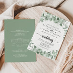Classic Eucalyptus Foliage Front & Back Wedding Invitation<br><div class="desc">This classic eucalyptus foliage front and back wedding invitation is perfect for a rustic wedding. The design features beautiful watercolor green eucalyptus leaves.

Save paper by including more details on the back of the invitation instead of on a separate enclosure card.</div>