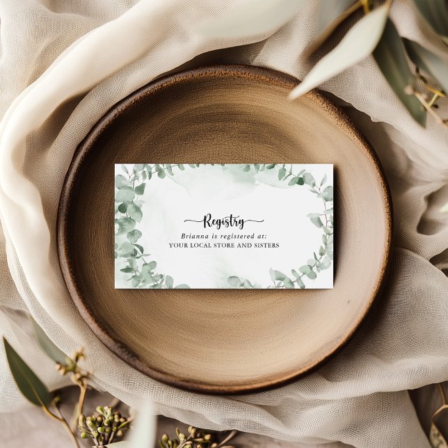 Classic Eucalyptus Foliage Wedding Gift Registry  Enclosure Card (Creator Uploaded)