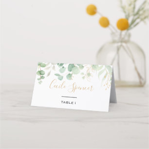 Classic Eucalyptus Gold Leaf Formal Wedding  Place Card