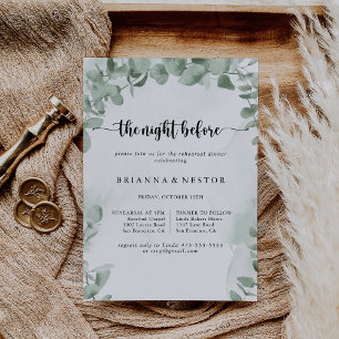 Classic Eucalyptus Night Before Rehearsal Dinner  Invitation