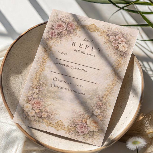 Classic European Baroque Wedding RSVP Card (Creator Uploaded)