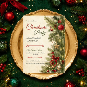 Classic Evergreen Christmas Party Invitation