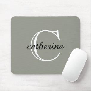 Classic Evergreen Fog Script Monogram Mouse Pad