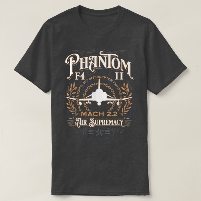 Classic F-4 Phantom II Fighter Bomber Jet Aircraft T-Shirt (Design Front)