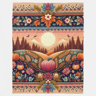 Classic Fair Isle Fall/Autumn Fleece Blanket