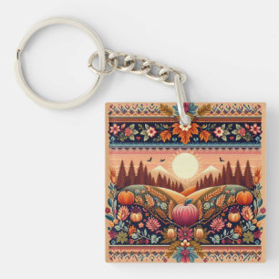 Classic Fair Isle Fall/Autumn Key Ring