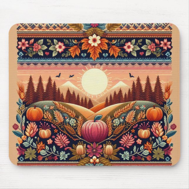 Classic Fair Isle Fall/Autumn Mouse Pad (Front)