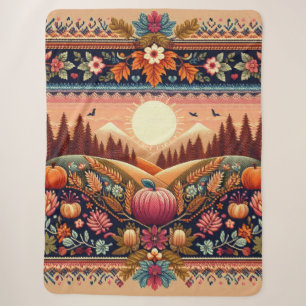 Classic Fair Isle Fall/Autumn Sherpa Blanket