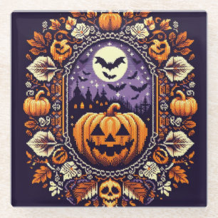 Classic Fair Isle Halloween/Pumpkin Glass Coaster