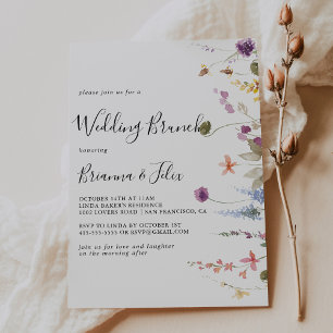 Classic Fall Colourful Wild Floral Wedding Brunch Invitation