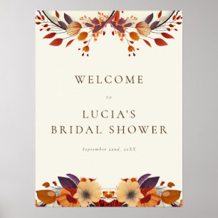 Classic Fall Dry Wildflower Bridal Shower Welcome Poster