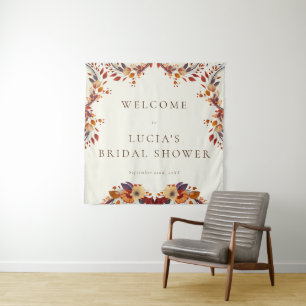 Classic Fall Dry Wildflower Bridal Shower Welcome Tapestry