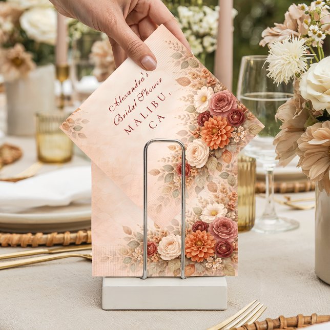 Classic Fall Flower Bridal Shower Napkin (Creator Uploaded)