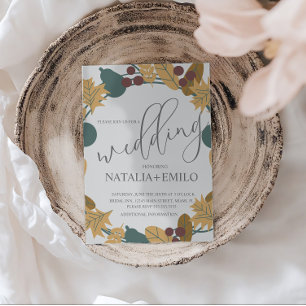 Classic Fall Wedding Wreath  Invitation